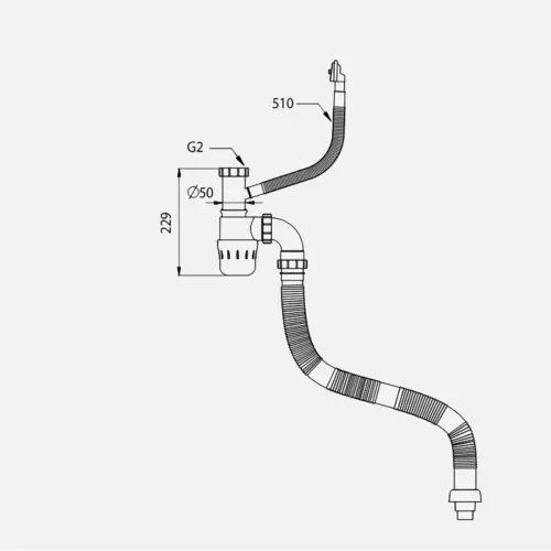 Siphon chậu rửa bát 1 hố Kluger KSP-301 11 Kích thước siphon chậu rửa bát 1 hố Kluger KSP-301