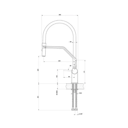 Vòi rửa bát nóng lạnh Konox Resta Grey có dây rút 7 Kích thước vòi rửa bát nóng lạnh Konox Resta Grey có dây rút