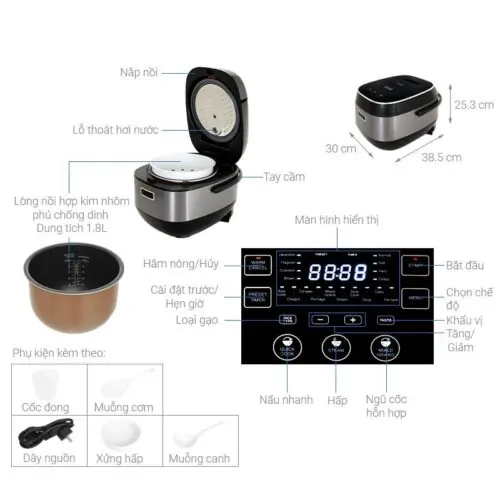 Nồi cơm điện cao tần 1.8L Sharp KS-IH191V-BK 7 Thông số nồi cơm điện cao tần 1.8L Sharp KS-IH191V-BK