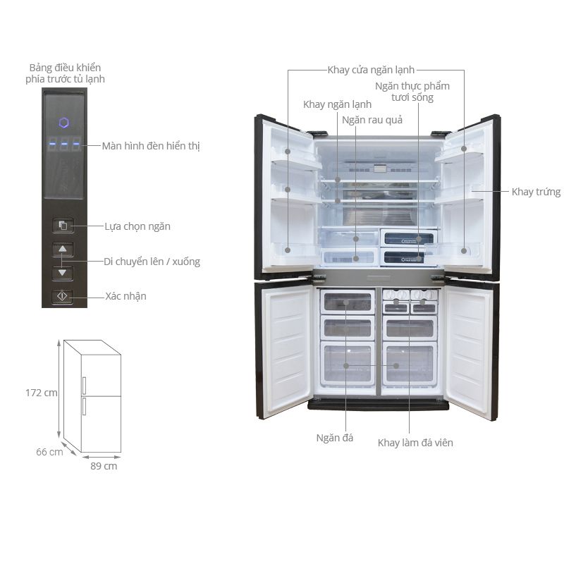 Tủ lạnh 4 cánh 556 lít Sharp SJ-FX630V-ST 5 Thông số tủ lạnh 4 cánh 556 lít Sharp SJ-FX630V-ST