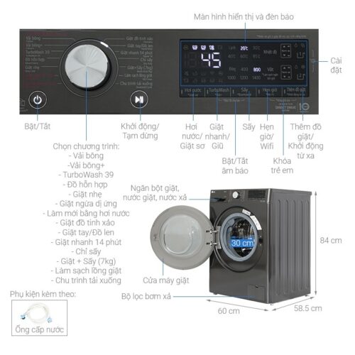 Máy giặt sấy LG giặt 11 kg – sấy 7 kg FV1411H3BA 10 Chi tiết máy giặt sấy LG giặt 11 kg – sấy 7 kg FV1411H3BA