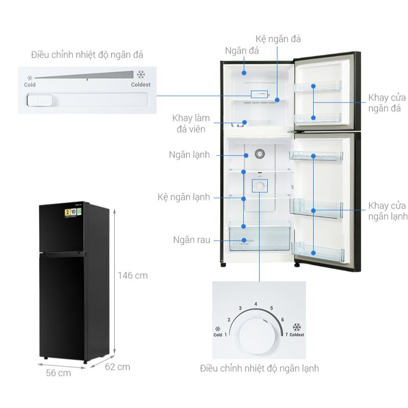 Tủ lạnh 2 cánh 210 lít Hitachi HRTN5230MUVN 6 Chi tiết tủ lạnh 2 cánh 210 lít Hitachi HRTN5230MUVN