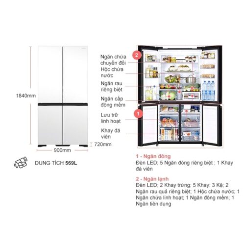 Tủ lạnh 4 cánh 569 lít Hitachi WB640VGV0X MGW 9 Chi tiết tủ lạnh 4 cánh 569 lít Hitachi WB640VGV0X MGW