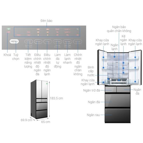 Tủ lạnh 6 cánh 540 lít Hitachi HW540RV X 9 Chi tiết tủ lạnh 6 cánh 540 lít Hitachi HW540RV X