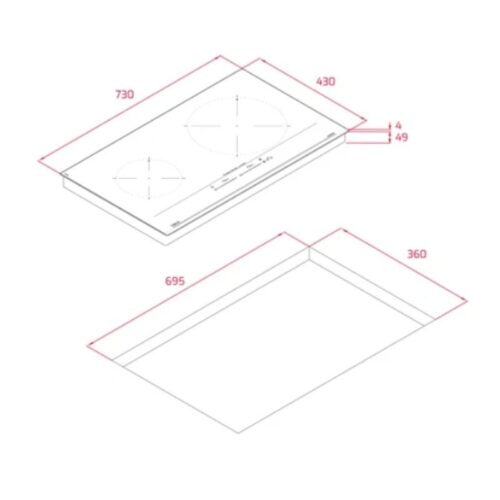 Bếp từ đôi Teka TOTAL IZC 72610 MST BK 112500059 lắp âm 7 Kích thước bếp từ đôi Teka TOTAL IZC 72610 MST BK 112500059 lắp âm