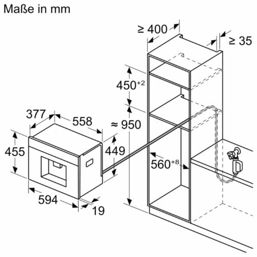 Máy pha cafe Bosch CTL9181D0 Series 8 âm tủ 9 Kích thước máy pha cafe Bosch CTL9181D0 Series 8 âm tủ
