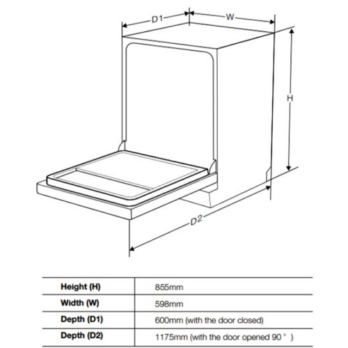 Máy rửa bát độc lập Spelier SP 16DWKT/G 11 Kích thước máy rửa bát độc lập Spelier SP 16DWKT/G