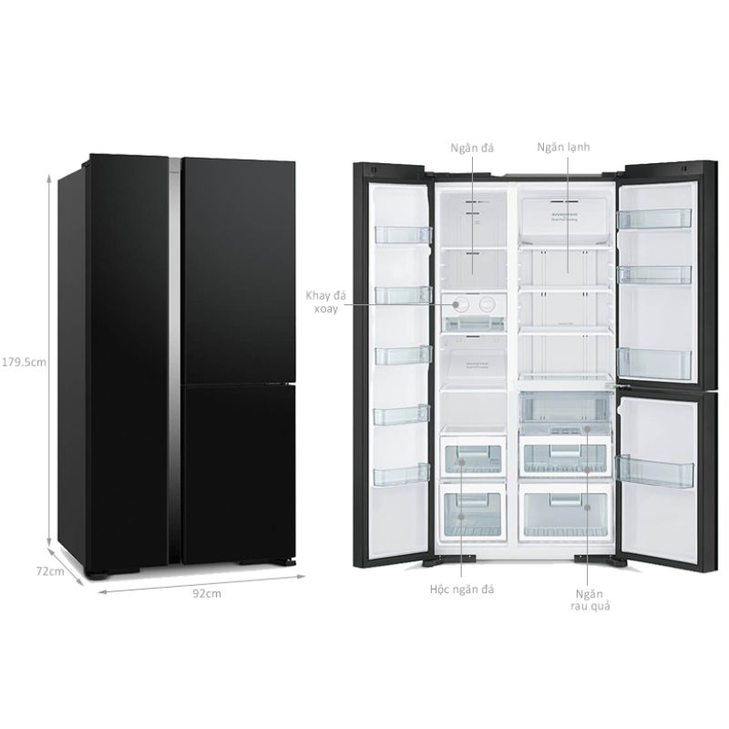 Tủ lạnh 3 cánh side by side 590 lít Hitachi M800PGV0 GBK 6 Kích thước tủ lạnh 3 cánh side by side 590 lít Hitachi M800PGV0 GBK