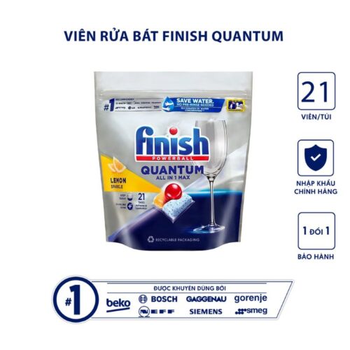 Viên rửa bát Finish Quantum All In One túi 21 viên 5 Ảnh viên rửa bát Finish Quantum All In One túi 21 viên