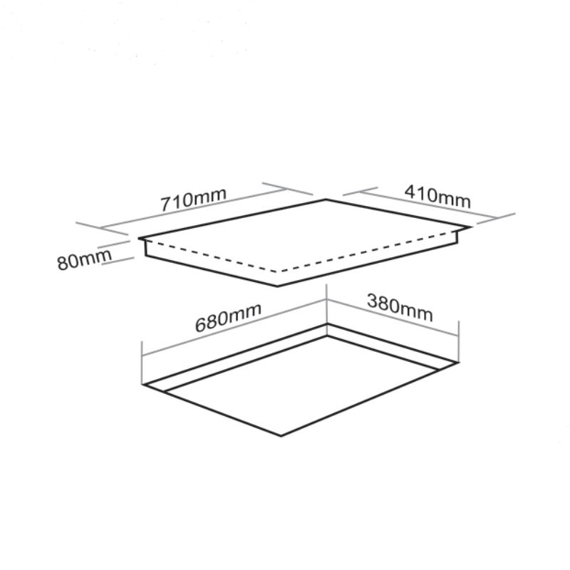 Bếp từ Faster FS 299HI 2 vùng nấu lắp âm 4 Kích thước bếp từ Faster FS 299HI 2 vùng nấu lắp âm