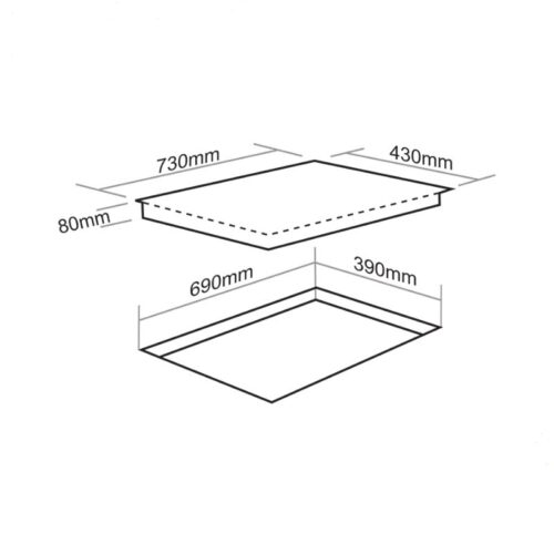 Bếp từ kết hợp hồng ngoại Faster FS 389HI lắp âm 5 Kích thước bếp từ kết hợp hồng ngoại Faster FS 389HI lắp âm