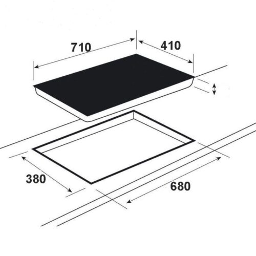 Bếp từ kết hợp hồng ngoại Faster FS 738HI Plus lắp âm 5 Kích thước bếp từ kết hợp hồng ngoại Faster FS 738HI PLUS lắp âm