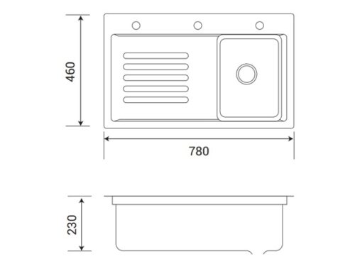 Chậu rửa bát Henry HR-C7846IH Grey 5 Kích thước chậu rửa bát Henry HR-C7846IH Grey