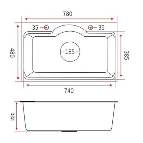 Chậu rửa bát Henry HR-C7848IH Semicicle 7 Kích thước chậu rửa bát Henry HR-C7848IH Semicicle