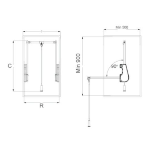 Giá nâng hạ cơ treo quần áo GrandX XM.15 7 Kích thước giá nâng hạ cơ treo quần áo GrandX XM.15