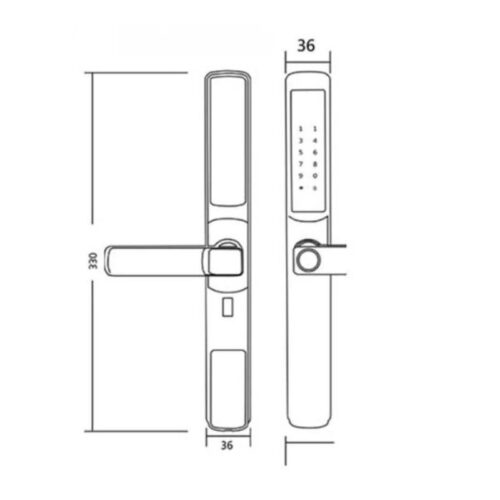 Khóa điện tử Hyundai HY-SLS003 Black 5 Kích thước khóa điện tử Hyundai HY-SLS003 Black