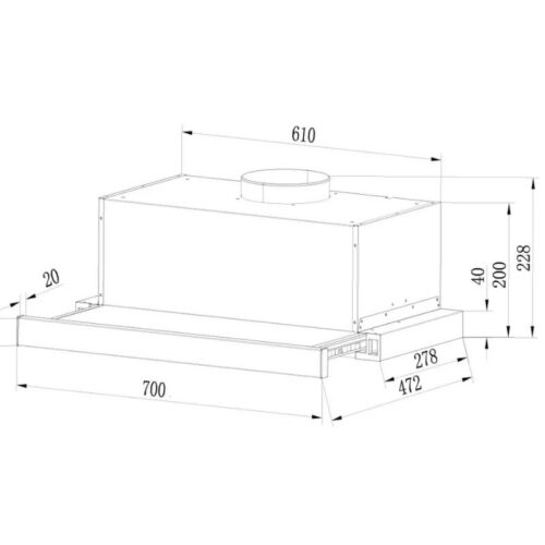 Máy hút mùi âm tủ Tomate TOM 1151‐T7 5 Kích thước máy hút mùi âm tủ Tomate TOM 1151‐T7