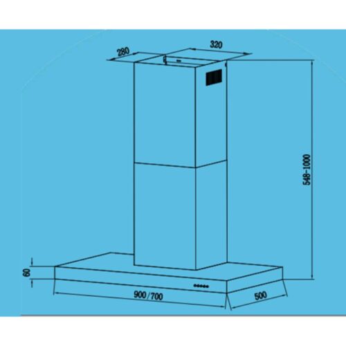 Máy hút mùi áp tường Tomate TOM 3020‐70 5 Kích thước máy hút mùi áp tường Tomate TOM 3020‐70