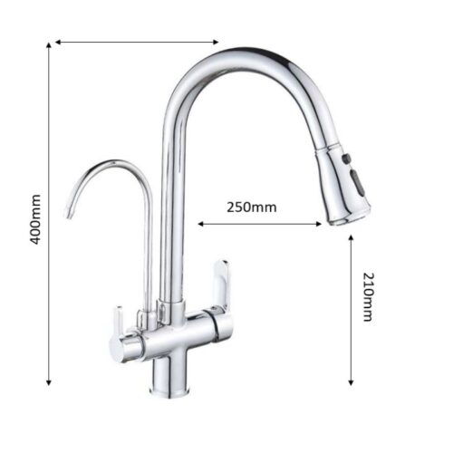 Vòi rửa chén bát Henry HR-V8012 White 6 Kích thước vòi rửa chén bát Henry HR-V8012 White