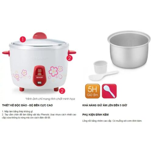 Nồi cơm điện Sharp KSH-D06V 0.6 lít 6 Chi tiết nồi cơm điện Sharp KSH-D06V 0.6 lít