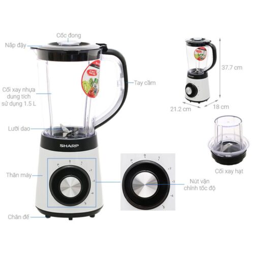Chi tiết máy xay sinh tố đa năng Sharp EM-S155PV-WH