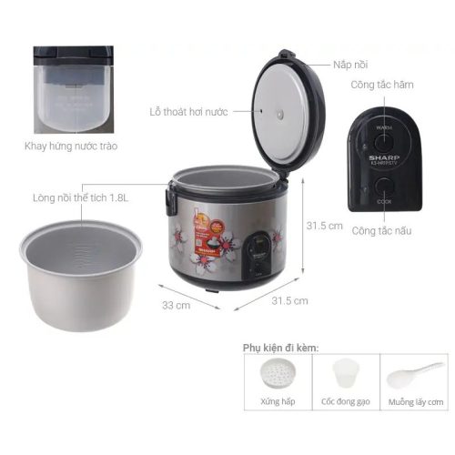 chi tiet noi com dien sharp ks nr191stv ss 1 8 lit