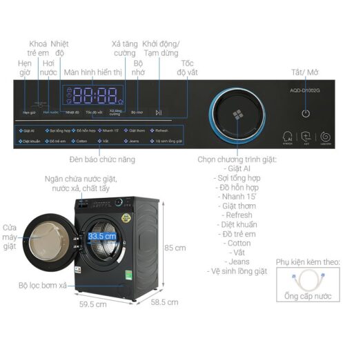 Máy Giặt Aqua Inverter 10 Kg AQD-A1002J.BK cửa trước 9 Kích thước máy Giặt Aqua Inverter 10 Kg AQD-A1002J.BK cửa trước