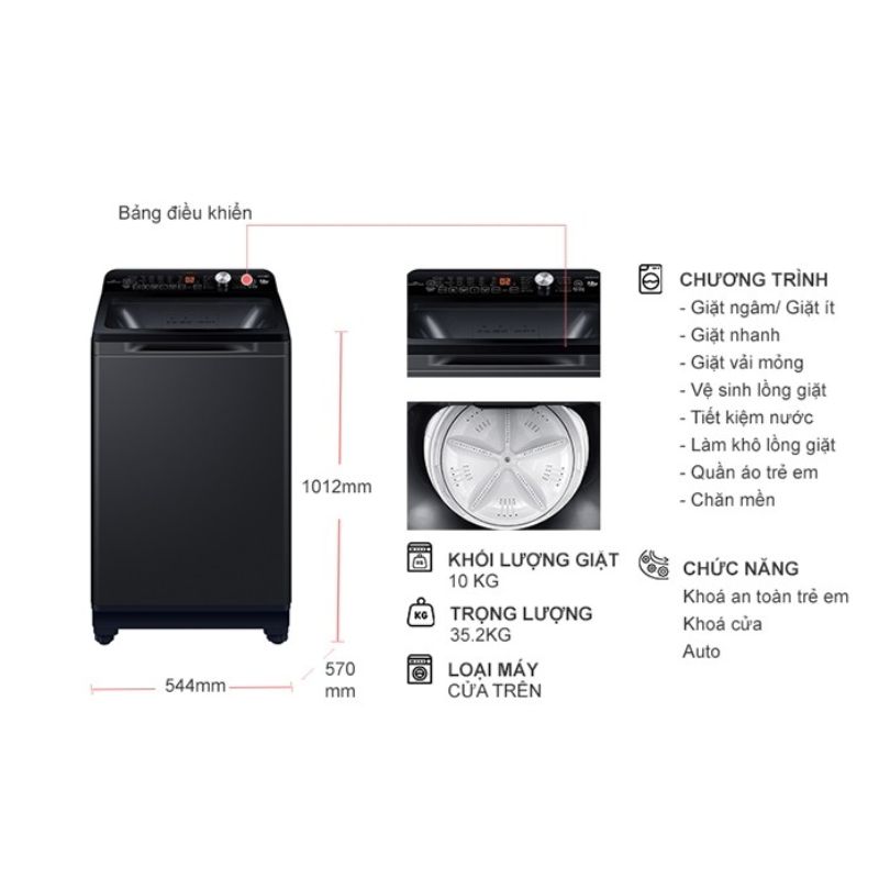Máy Giặt Aqua Inverter 10 Kg AQW-DR101GT BK cửa trên 5 Kích thước máy Giặt Aqua Inverter 10 Kg AQW-DR101GT BK cửa trên