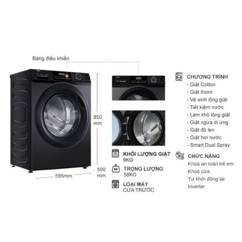 Máy Giặt Aqua Inverter 9 Kg AQD-A902J.BK cửa trước 7 Kích thước máy Giặt Aqua Inverter 9 Kg AQD-A902J.BK cửa trước