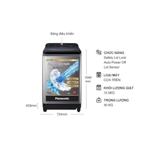Máy Giặt Panasonic Inverter 10.5 Kg NA-FD10XR1LV cửa trên 9 Kích thước máy Giặt Panasonic Inverter 10.5 Kg NA-FD10XR1LV cửa trên