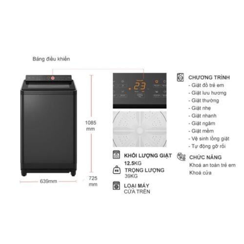 Máy Giặt Panasonic Inverter 12.5 Kg NA-FD125X3BV cửa trên 9 Kích thước máy Giặt Panasonic Inverter 12.5 Kg NA-FD125X3BV cửa trên