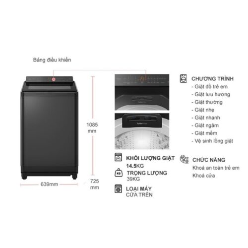 Máy Giặt Panasonic Inverter 14.5 Kg NA-FD290CEBV cửa trên 9 Kích thước máy Giặt Panasonic Inverter 14.5 Kg NA-FD290CEBV cửa trên