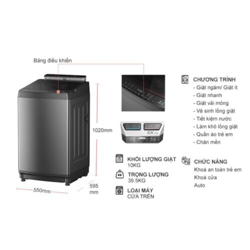 Máy Giặt Toshiba Inverter 10 Kg AW-DUM1100JV(SG) cửa trên 9 Kích thước máy Giặt Toshiba Inverter 10 Kg AW-DUM1100JV(SG) cửa trên