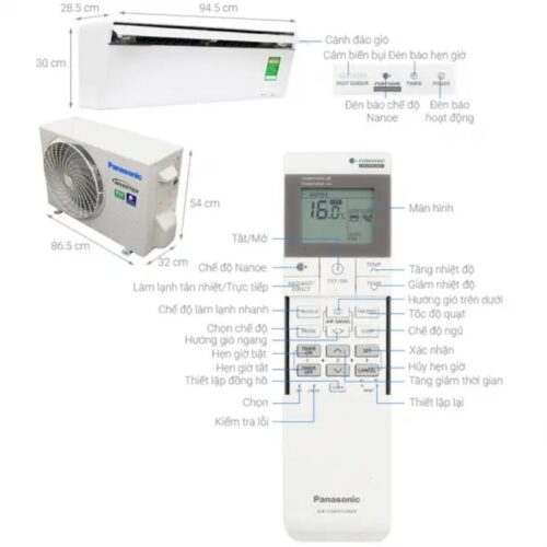 Máy lạnh Panasonic Inverter 1 Hp CU/CS-VU9UKH-8 9 Kích thước máy lạnh Panasonic Inverter 1 Hp CU/CS-VU9UKH-8