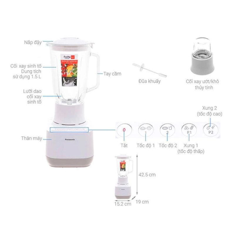 Máy xay sinh tố Panasonic MX-MP5151WRA 5 Kích thước máy xay sinh tố Panasonic MX-MP5151WRA