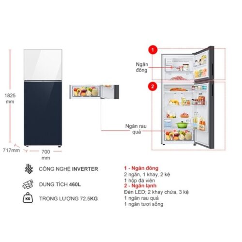 Tủ Lạnh 2 cánh Bespoke Inverter 460 Lít Samsung RT47CB66868ASV 9 Kích thước tủ Lạnh 2 cánh Bespoke Inverter 460 Lít Samsung RT47CB66868ASV