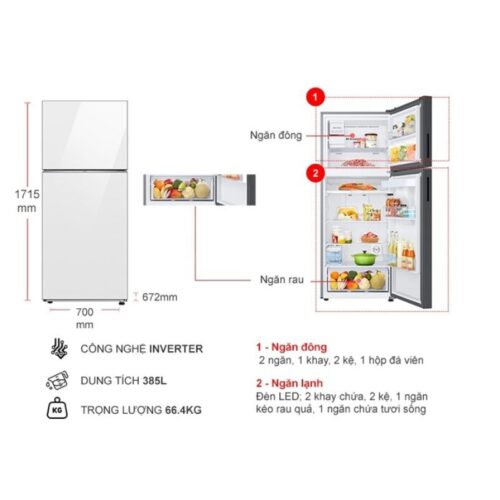 Tủ Lạnh 2 cánh Inverter 385 lít Bespoke Samsung RT38CB668412SV 9 Kích thước tủ Lạnh 2 cánh Inverter 385 lít Bespoke Samsung RT38CB668412SV