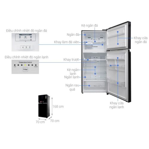 Tủ Lạnh 2 cánh Inverter 393 Lít LG GN-L422GB 9 Kích thước tủ Lạnh 2 cánh Inverter 393 Lít LG GN-L422GB