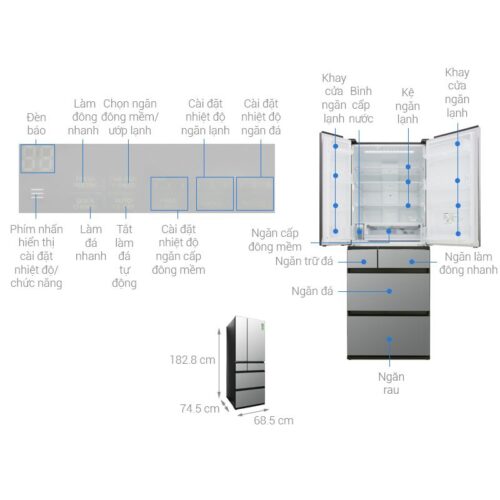 Tủ Lạnh 6 cánh Multi Door Inverter 589 Lít Panasonic NR-F603GT-X2 7 Kích thước tủ Lạnh 6 cánh Multi Door Inverter 589 Lít Panasonic NR-F603GT-X2