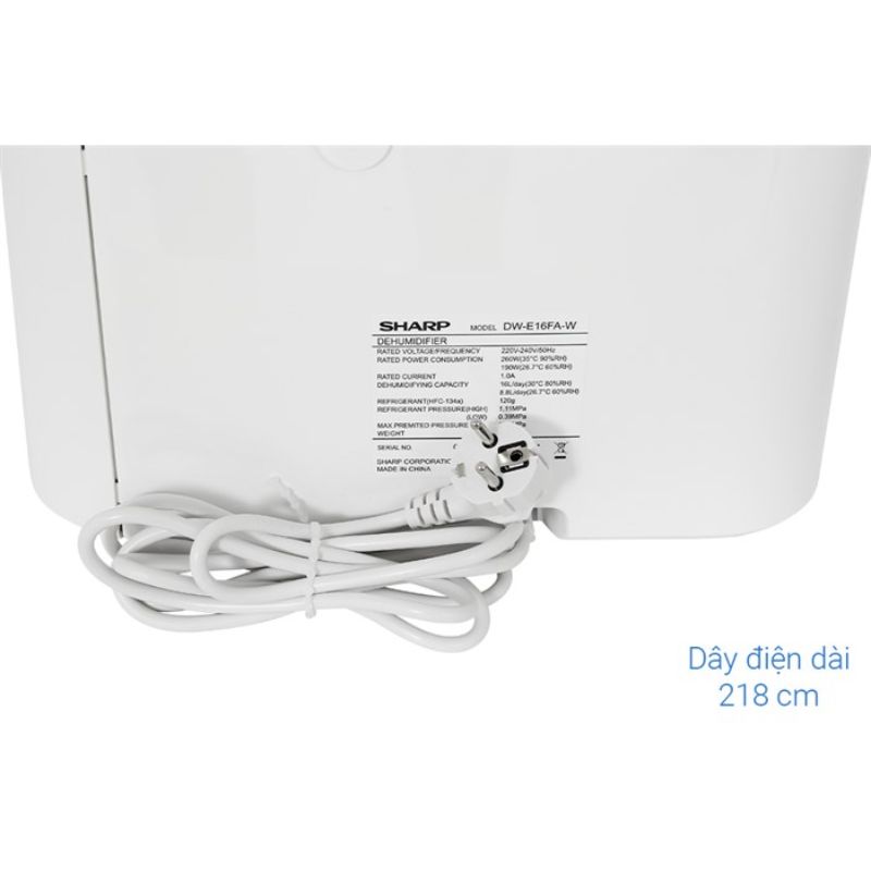 Máy lọc không khí và hút ẩm Sharp DW-E16FA-W 4 Dây điện máy lọc không khí và hút ẩm Sharp DW-E16FA-W