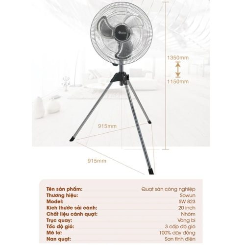 Quạt đứng công nghiệp Sowun SW-823 8 Hình ảnh quạt đứng công nghiệp Sowun SW-823