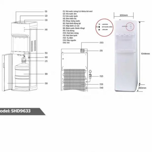 Cây nước nóng lạnh Sunhouse SHD9633 8 Kích thước cây nước nóng lạnh Sunhouse SHD9633