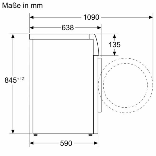 Máy giặt quần áo Siemens WG44B20X40 8 Kích thước máy giặt quần áo Siemens WG44B20X40