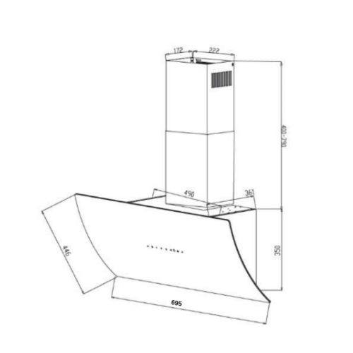 Máy hút mùi áp tường GrandX GX H70F87B 5 Kích thước máy hút mùi áp tường GrandX GX H70F87B