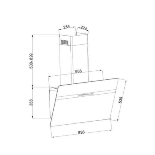 Máy hút mùi áp tường GrandX GX H90S86G 5 Kích thước máy hút mùi áp tường GrandX GX H90S86G