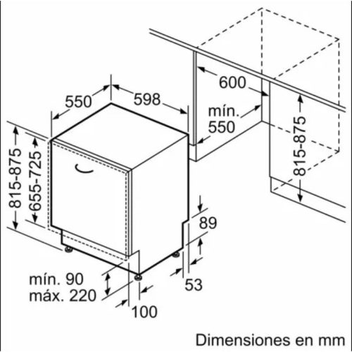 Máy rửa bát Siemens SN87TX02CE 10 Kích thước máy rửa bát Siemens SN87TX02CE