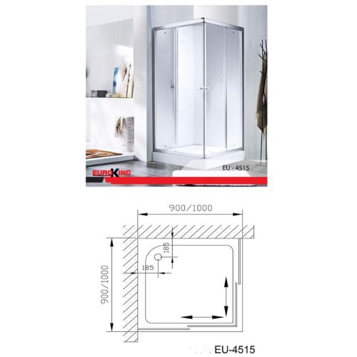 Kích thước phòng tắm vách kính Euroking EU-4515 1000mm