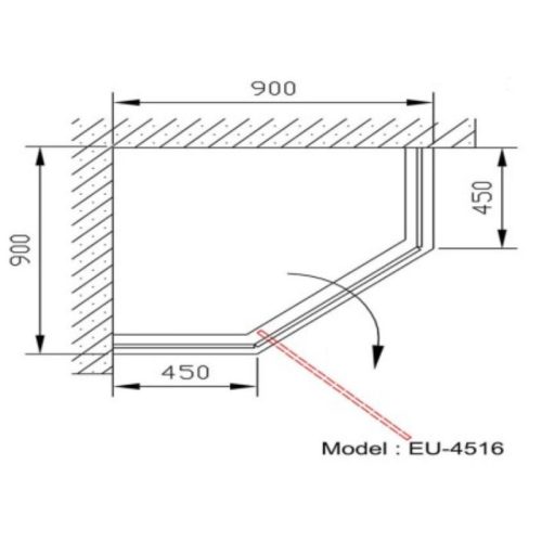 Phòng tắm vách kính Euroking EU-4516 1000mm 5 Kích thước phòng tắm vách kính Euroking EU-4516 1000mm