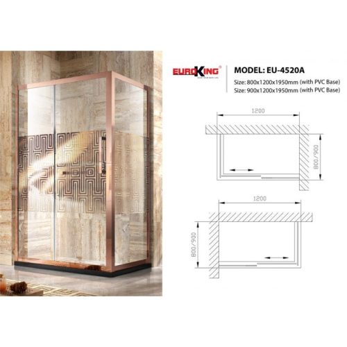 Phòng tắm vách kính Euroking EU-4520A 800mm 9 Kích thước phòng tắm vách kính Euroking EU-4520A 800mm