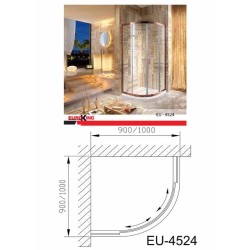 Kích thước phòng tắm vách kính Euroking EU-4524 1000mm